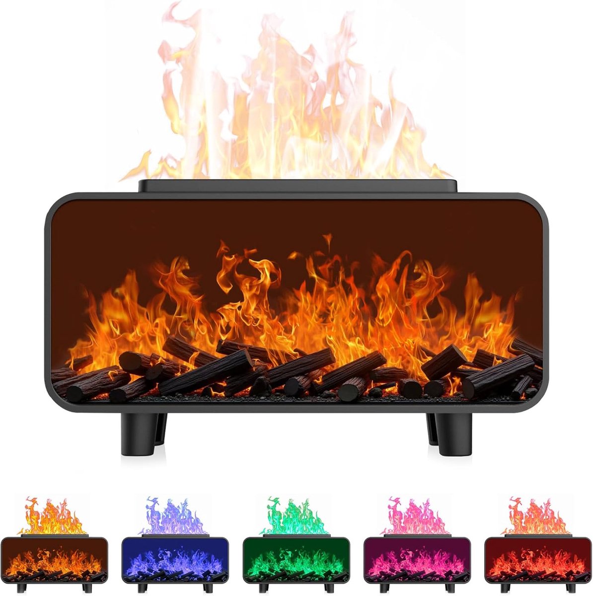 Fireplace 3-in-1 Ultrasonic Air Diffuser, Aromatherapy Humidifier, Auto Shut-Off, Cool Mist, Electric Humidifier for Bedroom with 7 Colored Lights