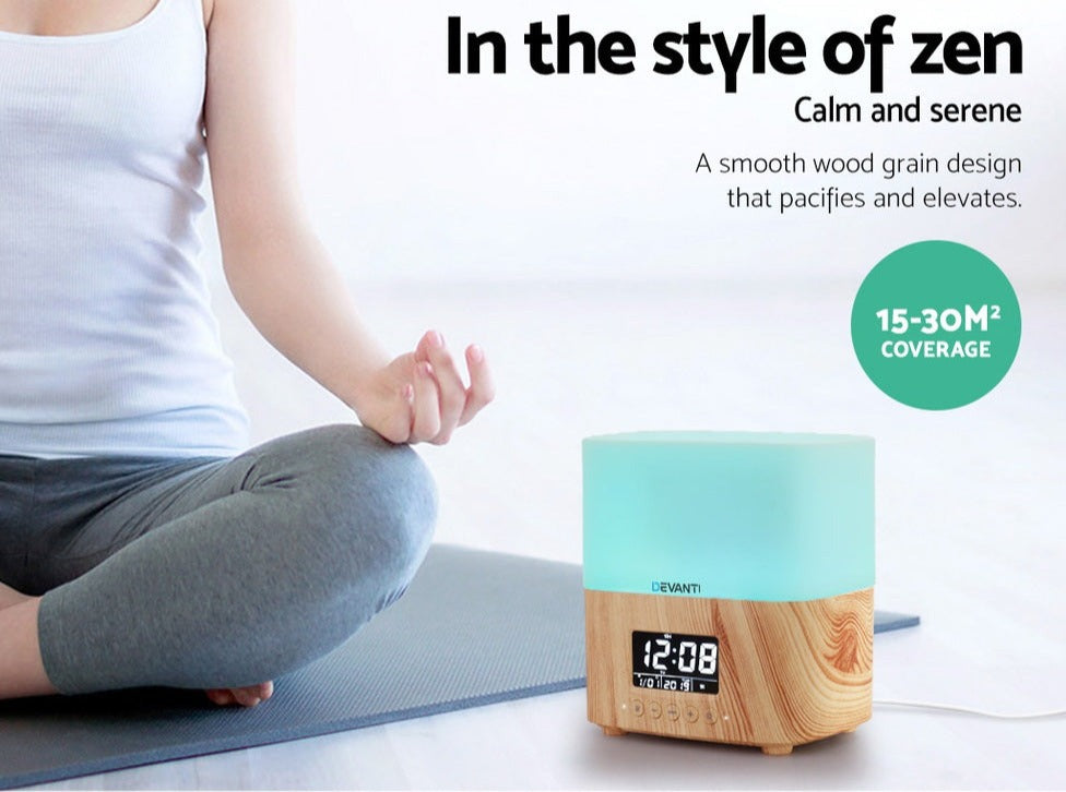 Devanti Aroma Diffuser Aromatherapy Humidifier Essential Oil Clock