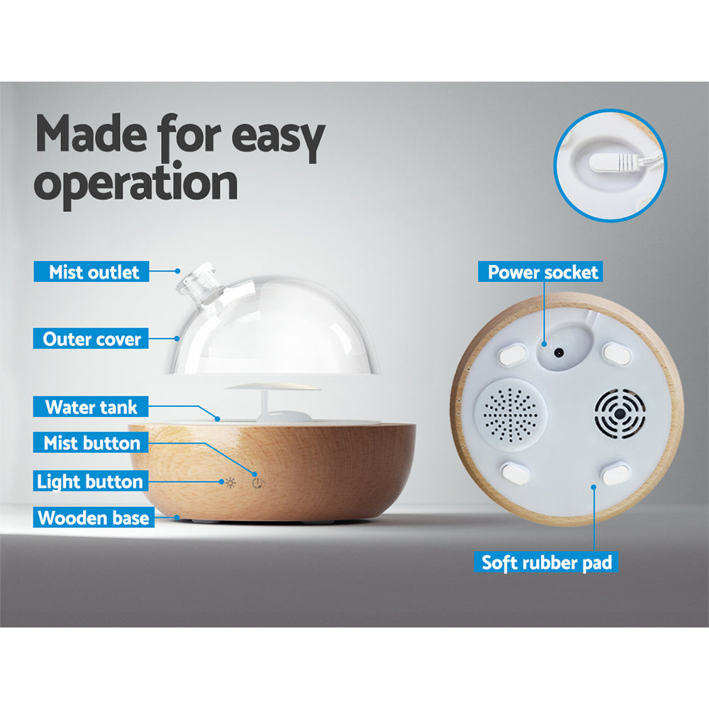 Devanti Aroma Diffuser Humidifier Purifier Glass Dome