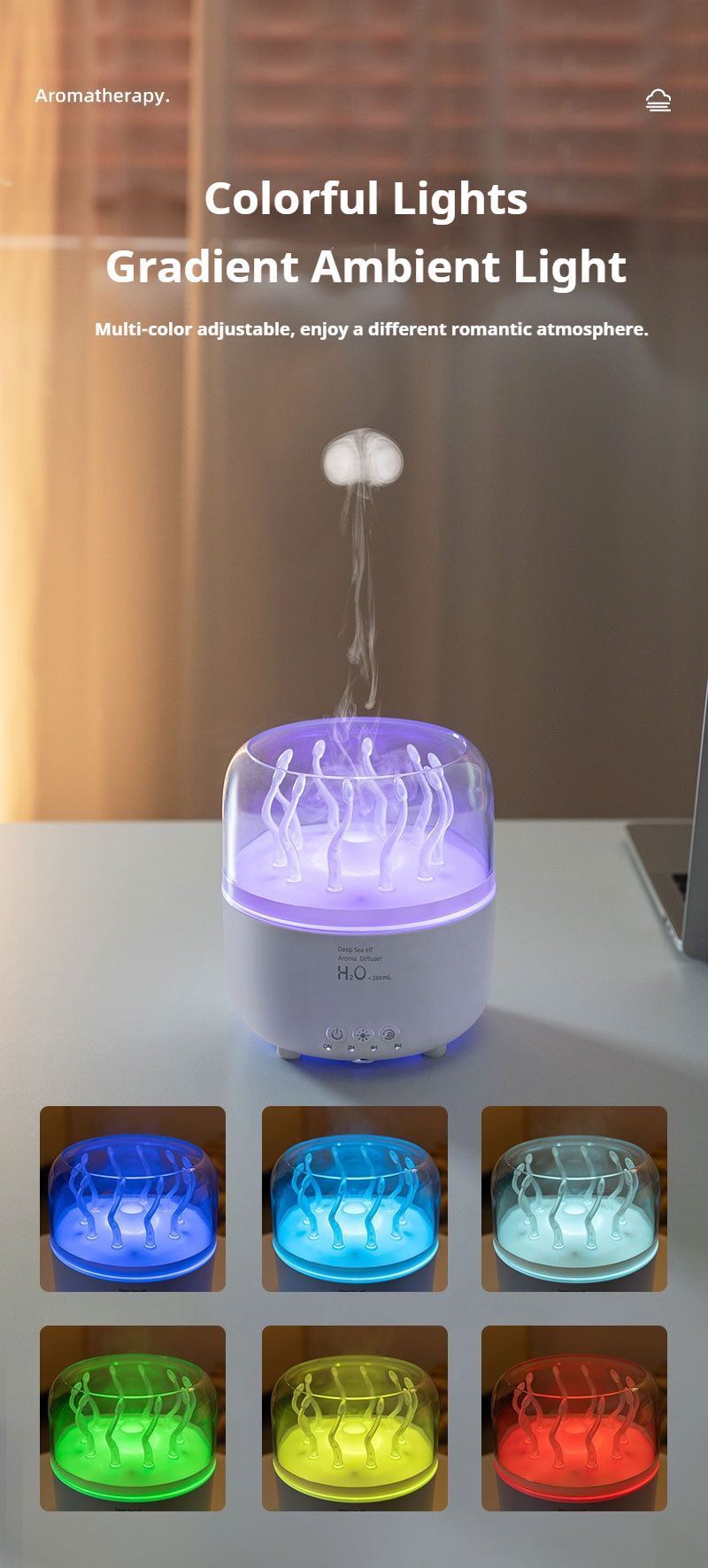 Deep Sea Elf Aroma Diffuser Jellyfish Mood Light Mist Humidifier