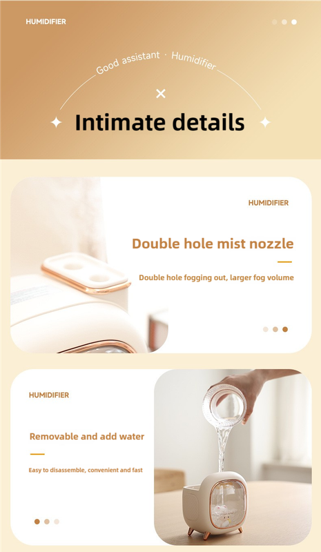 Off White USB Desktop Dual Mist Cute Humidifier with Essential Oil Diffuser, 500ml