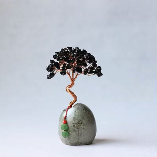 Purple Vintage Crystal Money Tree Figurine for Home Decoration